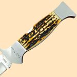 چاقو ۱۵ سانتی شاخ گوزن با طرح هک شده گرگ - Image 5