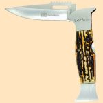 چاقو ۱۵ سانتی شاخ گوزن با طرح هک شده گرگ - Image 4