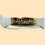 چاقو ۱۵ سانتی شاخ گوزن با طرح هک شده گرگ - Image 3