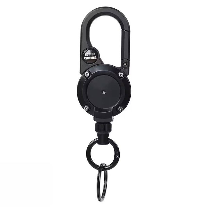 Retractable-Carabiner-Keychain-Key-Holder-with-Compass-01 جاکلیدی کارابیندار جمعشونده - Image 1